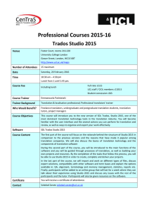 Professional Courses 2015-16 Trados Studio 2015  Venue