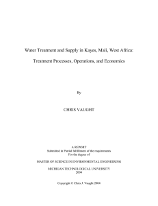 Water Treatment and Supply in Kayes, Mali, West Africa: