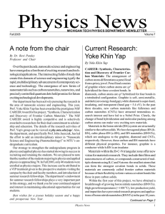 Physics News A note from the chair Current Research: Yoke Khin Yap