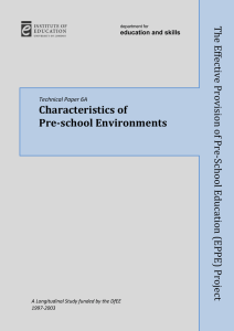 Characteristics of Pre-school Environments The Effe ctiv