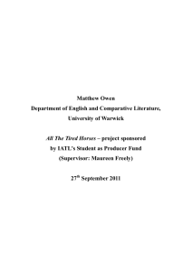 Matthew Owen Department of English and Comparative Literature, University of Warwick