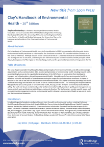 New title Clay’s Handbook of Environmental Health