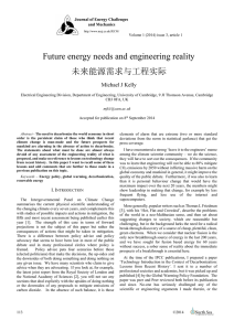 Future energy needs and engineering reality 未来能源需求与工程实际 Michael J Kelly