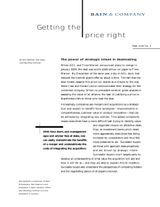Getting the price right The power of strategic intent in dealmaking