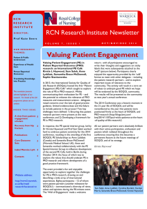Valuing Patient Engagement RCN Research Institute Newsletter R C N