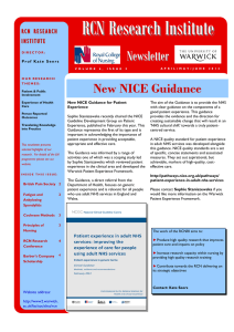 RCN Research Institute  Newsletter New NICE Guidance