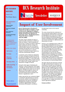 RCN Research Institute  Newsletter Impact of  User Involvement