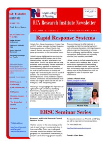 RCN Research Institute Newsletter Rapid Response Systems