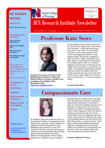RCN Research Institute Newsletter Professor Kate Seers