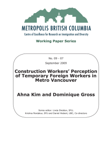 Construction Workers’ Perception of Temporary Foreign Workers in Metro Vancouver