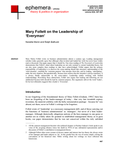 ephemera Mary Follett on the Leadership of ‘Everyman’ theory &amp; politics in