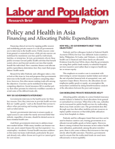 Policy and Health in Asia Financing and Allocating Public Expenditures R Research Brief