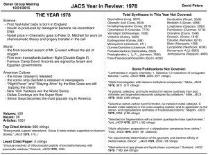 JACS Year in Review: 1978 THE YEAR 1978 Baran Group Meeting David Peters