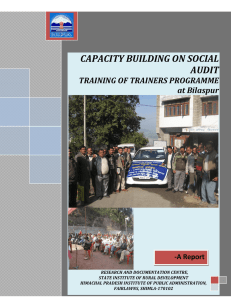 CAPACITY BUILDING ON SOCIAL AUDIT TRAINING OF TRAINERS PROGRAMME
