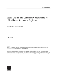 Social Capital and Community Monitoring of Healthcare Services in Tajikistan Working Paper