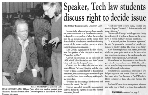 Speaker, Tech law students discuss right to decide issue Daily University