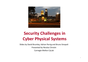 Security Challenges in  C b Ph i l S t Cyber Physical Systems