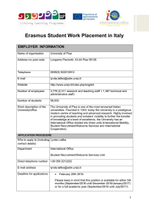 Erasmus Student Work Placement in Italy EMPLOYER  INFORMATION