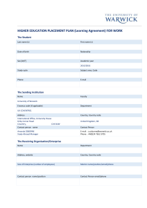 HIGHER EDUCATION PLACEMENT PLAN (Learning Agreement) FOR WORK  The Student