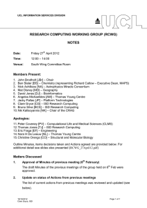 RESEARCH COMPUTING WORKING GROUP (RCWG) NOTES :