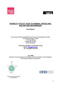 DISABILITY POLICY AUDIT IN NAMIBIA, SWAZILAND, MALAWI AND MOZAMBIQUE Final Report