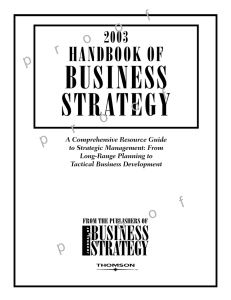 BUSINESS STRATEGY HANDBOOK OF 2003