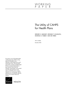 The Utility of CAHPS for Health Plans
