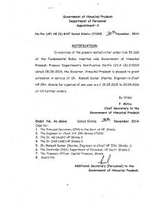 Government of Himachal Pradesh Department of Personnel Appointment- I No.Per (AP) AB (3)-8/07