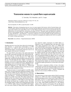 Transverse waves in a post-flare supra-arcade Astronomy &amp; Astrophysics manuscript no. 2183lett