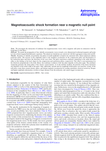 Astronomy Astrophysics Magnetoacoustic shock formation near a magnetic null point &amp;