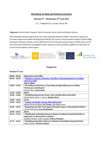 Workshop on Risk and Family Economics Monday 9 – Wednesday 11 June 2014