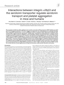 Interactions between integrin αIIbβ3 and the serotonin transporter regulate serotonin