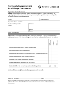 Community Engagement and Social Change Concentration Supervisor Evaluation Form