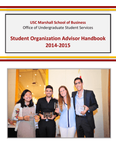 Student Organization Advisor Handbook 2014-2015 USC Marshall School of Business