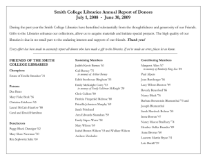 Smith College Libraries Annual Report of Donors