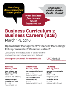 Business Curriculum 2 Business Careers (B2B) March 1-3, 2016 Operations? Management? Finance? Marketing?