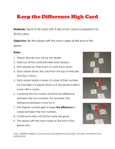 Keep the Difference High Card Materials: Objective: Rules: