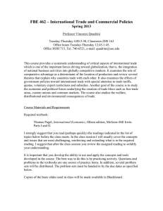 FBE 462 – International Trade and Commercial Policies Spring 2013