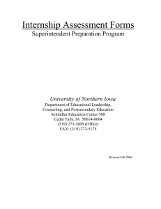 Internship Assessment Forms Superintendent Preparation Program  University of Northern Iowa