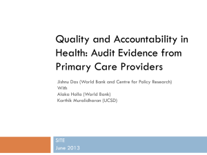 Quality and Accountability in Health: Audit Evidence from Primary Care Providers