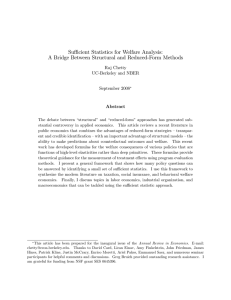 Su¢ cient Statistics for Welfare Analysis: Raj Chetty UC-Berkeley and NBER