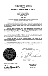 EXECUTIVE ORDER Governor of the State of Texas FOR