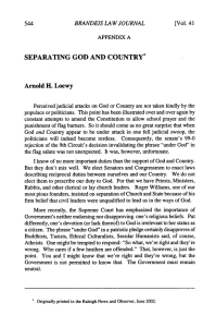 SEPARATING  GOD AND  COUNTRY* Arnold H.  Loewy 544