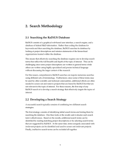 2.  Search Methodology 2.1  Searching the RaDiUS Database