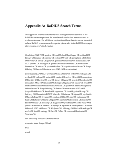 Appendix A:  RaDiUS Search Terms