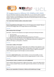 3D imaging request to 3DPetrie/ UCL 3DIMPact (UCL CEGE)