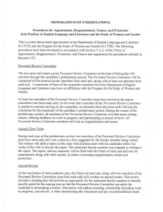 MEMORANDUM Of UNDERSTANDING Procedures for Appointment, Reappointment, Tenure, and Promotion