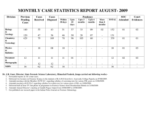 MONTHLY CASE STATISTICS REPORT AUGUST- 2009 Division Previous Cases