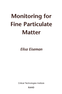 Monitoring for Fine Particulate Matter Elisa Eiseman