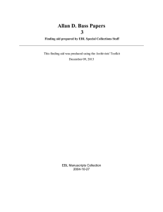 Allan D. Bass Papers 3 EBL Manuscripts Collection 2004-10-27